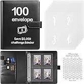 100 Envelopes Money Saving Challenge Binder with Laminated Tracker, Budget Binder with Cash Envelopes, Easy and Fun Way to Sa
