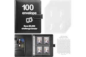 100 Envelopes Money Saving Challenge Binder with Laminated Tracker, Budget Binder with Cash Envelopes, Easy and Fun Way to Sa