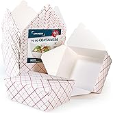 SPARGOS Take Out Boxes (60 Pack) 45oz White - Cardboard Paper Togo Chinese - Takeout Storage Containers -Biodegradable Eco To Go Food Containers For Restaurants Catering
