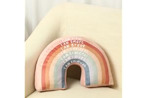 Menkxi Rainbow Throw Pillow Gift Boho Classroom Reading Corner Throw Pillow for Girls Kids Book Center Daily Affirmations Cushion Arch Shaped Motivational Home Bedroom Playroom(Classic)