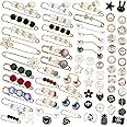 70 Pcs Brooches And Pins For Women, Brooch Pins Cover Up Buttons Safety Pins For Clothes, Fashion Charms For Socks, Pearl Brooches Pins For Sock Scarf Shawl Hat Pins Accessories Pant Waist Tightener (70)
