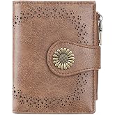 SENDEFN Small Wallets for Women Bifold RFID Blocking Leather Card Holder Compact Wallet with Zipper Coin Pocket