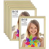 Langdon House 8x10 Picture Frames (Gold, 6 Pack), Contemporary Frame Set, Wall Mount or Table Top, Prosperity Collection