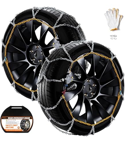 2 Stuks Metalen Sneeuwkettingen voor Auto's voor Tesla Model Y 2021 2022 2023, Antislip Dikkere Bandenkettingen Dikkere Sneeuwgrepen Winterreis Accessoires