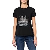 DKNY Womens Lounge Cotton Stretch Logo Tee Knit Top
