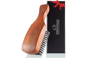 ZilberHaar Major Hair & Beard Brush for Men - Boar Bristles and Pearwood - All Beard and Hair Types - Made in Europe - Stiff Bristles