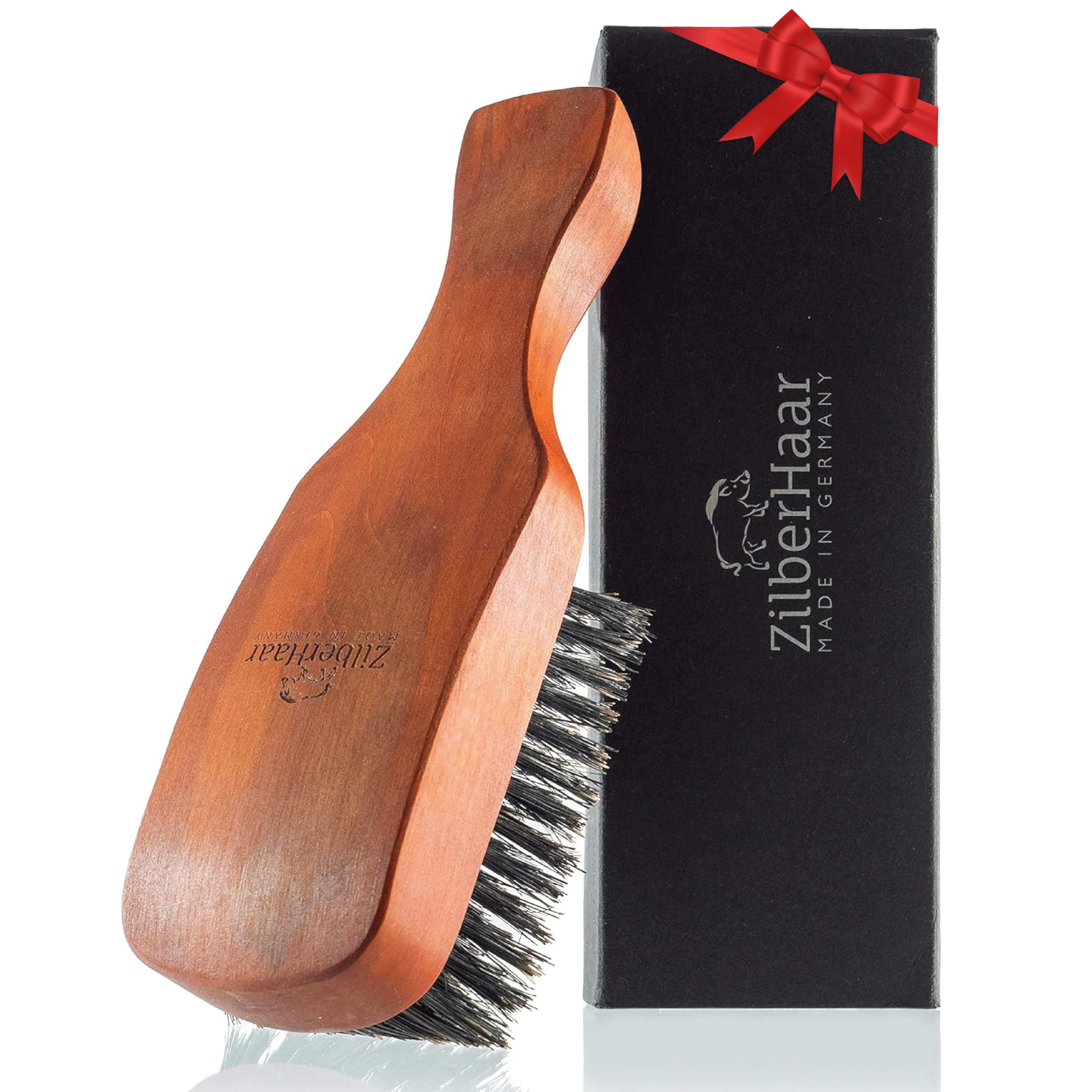 ZilberHaar - Major Hair & Beard Brush for Men - Stiff Boar Bristles and Pearwood - All Beard and Hair Types - Perfect for Thick or Thin Hairs - Men's Hair Brush and Beard Brush - Made in Europe