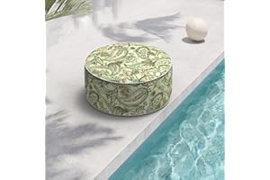 TWLEAR Indoor/Outdoor Inflatable Ottoman D21 x H9 inch, Round Footstool Inflatable Foot Rest Ottomans with Handle, Portable Ottoman Pouf for Patio, Garden, Camping, Home,Faylinn Shadow Paisley