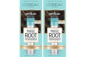 L'Oreal Paris Magic Root Rescue 10 Minute Root Hair Coloring Kit, Permanent Hair Color with Quick Precision Applicator, 100 percent Gray Coverage, 3 Soft Black, 2 count