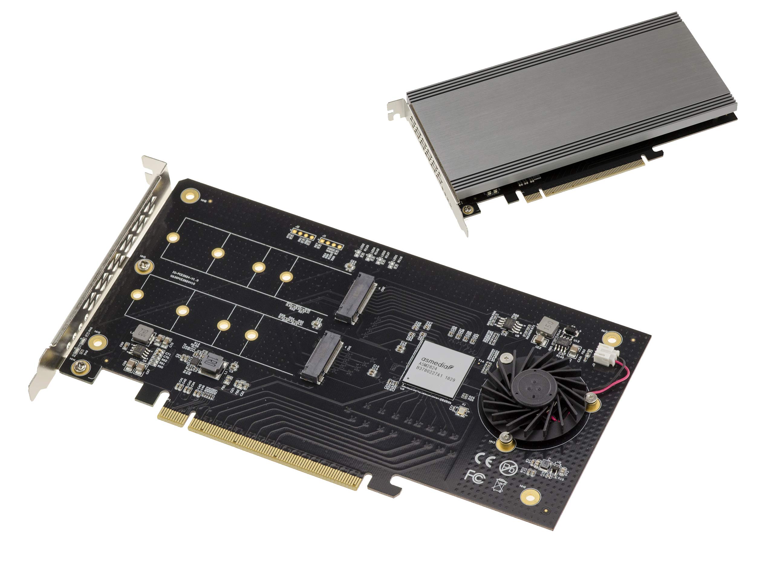 KALEA-INFORMATIQUE PCIe 3.1 x16 controller card for 2 SSD M.2 NVMe M Key (M2 NGFF) with ASM2824 chipset