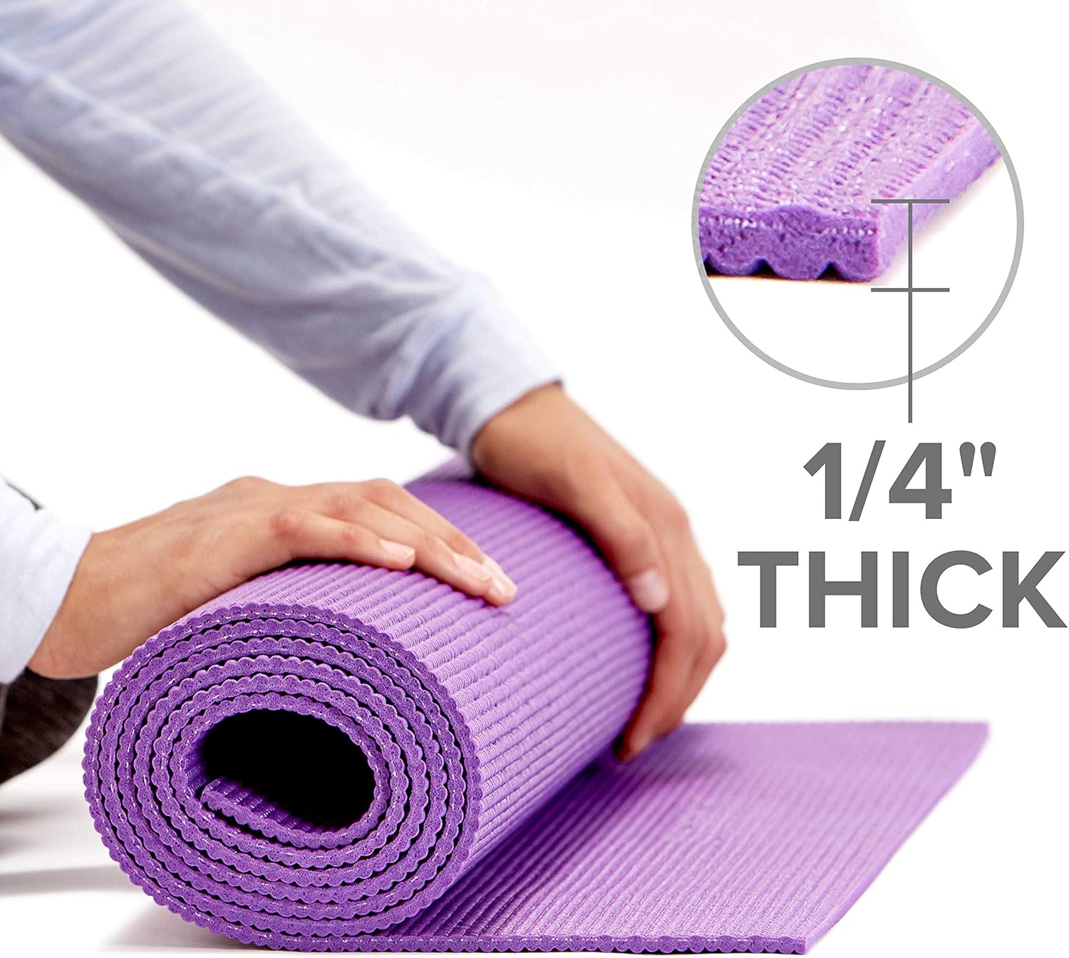 Gaiam Essentials Premium Yoga Mat with Yoga Mat Carrier Sling, Purple, 72 InchL x 24 InchW x 1/4 Inch Thick : Sports & Outdoors