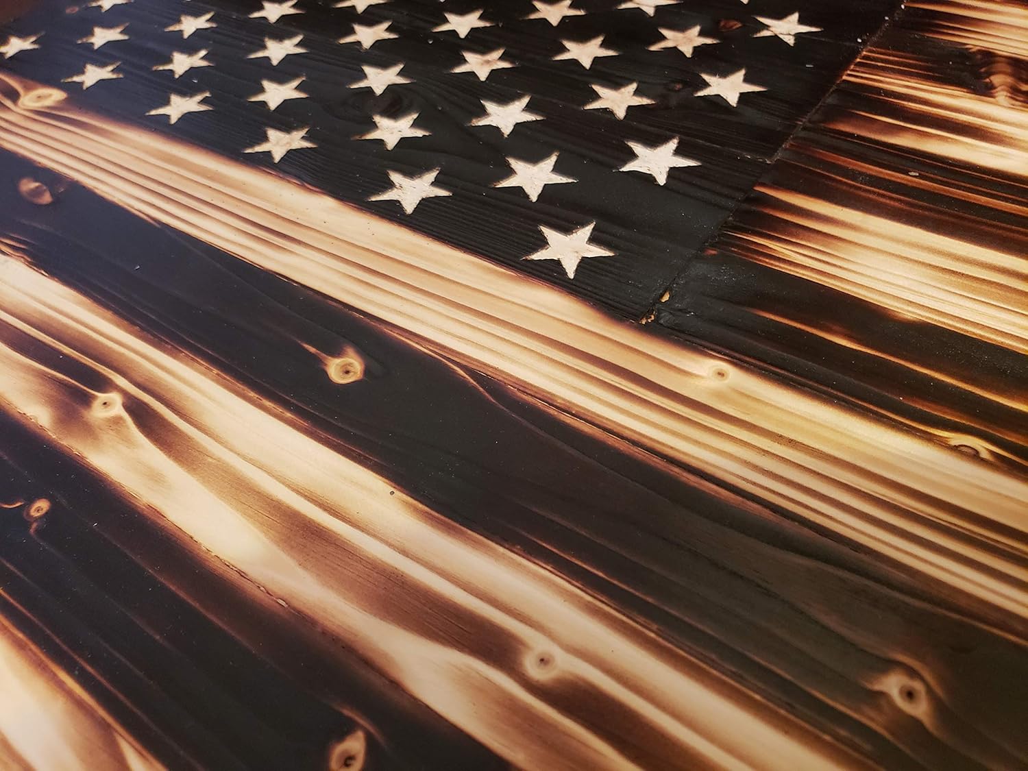 ExtraExtra Large Rustic Burned Wood American Flag 5ft x 3ft Handmade