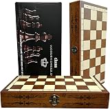 Syrace Folding Hand Crafted Wooden Chess Set Unique Board w/ Storage Gift Kids view 7
