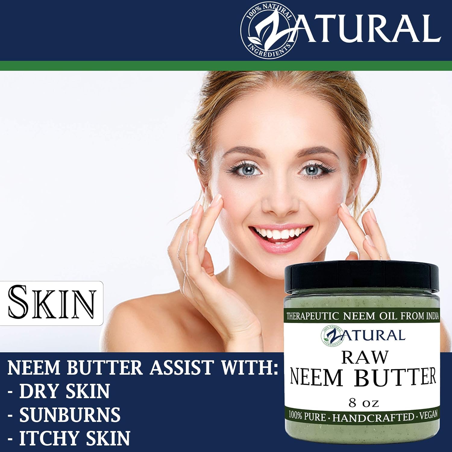 Organic Neem Butter-Coconut Oil, Neem Oil, Neem Leaf, Marula Oil, Kokum Butter, Rosemary (8 Ounce) : Beauty