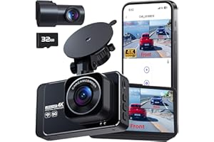 4K Dash Cam Front and Rear Camera with 5G WiFi, Dashcams for Cars with APP, 170°Wide Angle, 3" IPS Screen, Night Vision & 24/