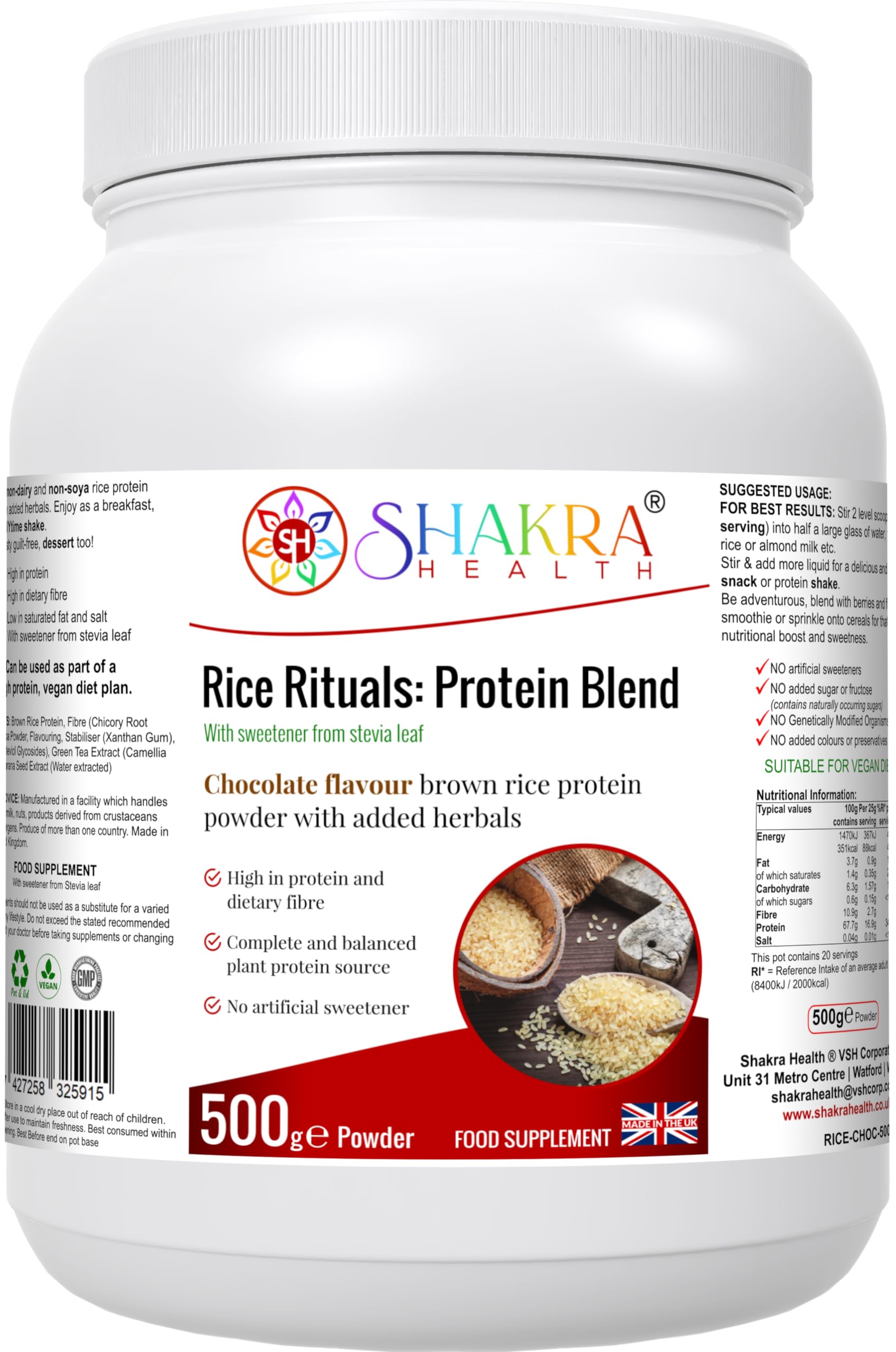 Rice Rituals: Protein Blend | Dairy/Gluten Free & Hypoallergenic Workout Powder for Spiritually Aligned Individuals. Supplements by Shakra Health