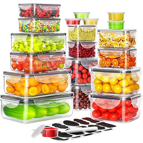 40 PCS Food Storage Containers with Lids Airtight (20 Containers & 20 Lids), Plastic Storage Meal Prep Container-Stackable 100% Leakproof & Microwave Organization and Storage Sets, Lunch Containers