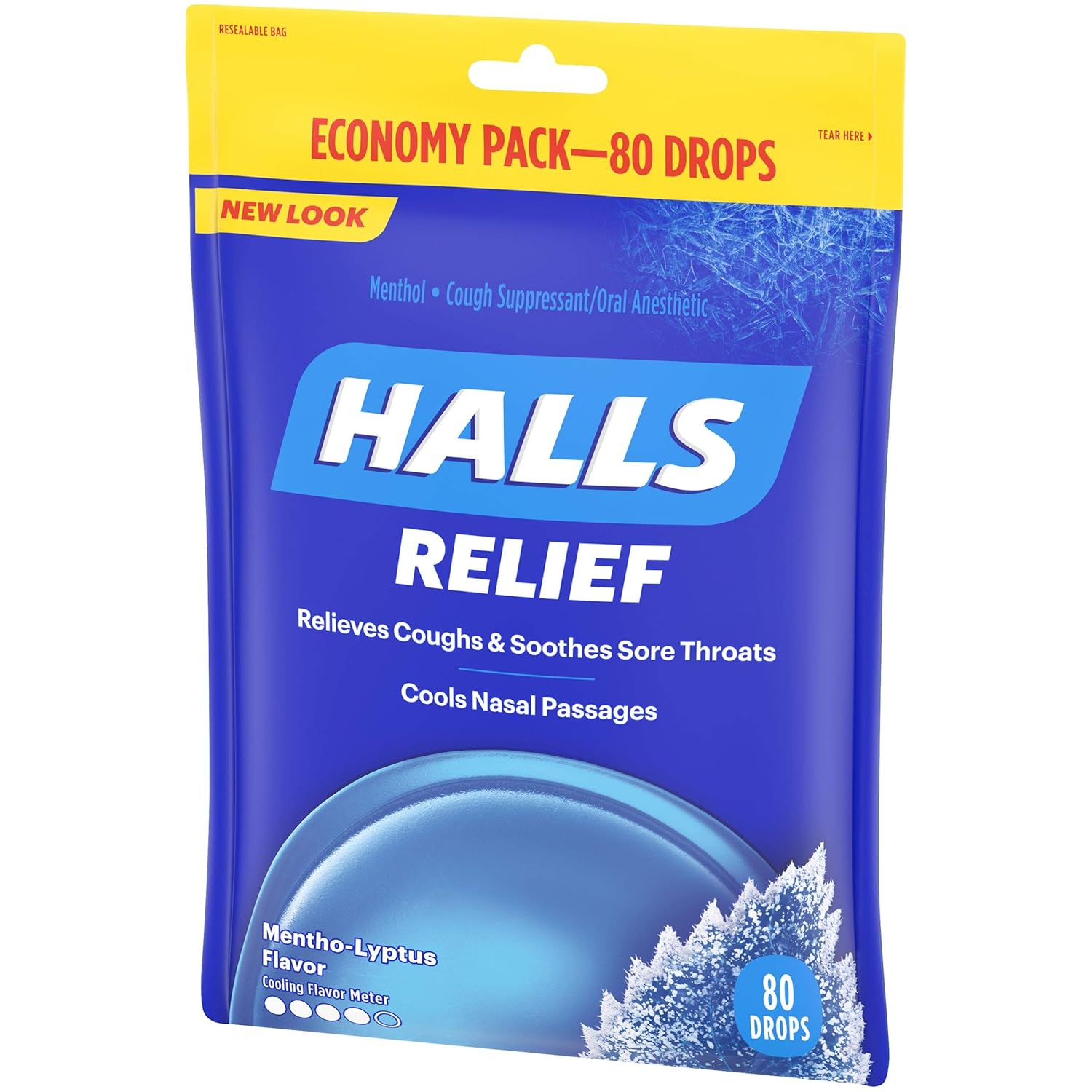 HALLS Relief Mentho-Lyptus flavor Cough Drops, 1 Bag (80 Total Drops): Prime Pantry