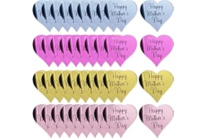 LLchunyun Happy Mother‘s Day Cupcake Toppers 40Pcs Mothers Day Cake Topper Acrylic Cake Disc Heart Mirror Mothers Day Cake Picks For Mothers Day Decorations (Heart)