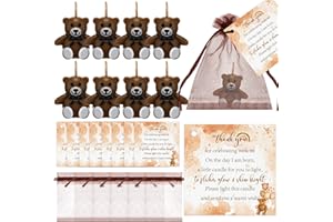 MTLEE 20 Set Bear Shaped Candles Baby Shower Favors 20 Bear Candles for Guests with 20 Thank Tags and 20 Return Gift Bags for Bear Party Supplies Decorations