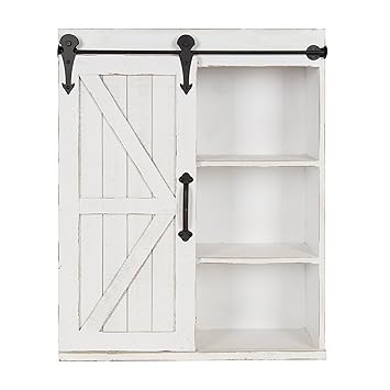 Kate And Laurel Cates Wood Wall Storage Cabinet With Sliding Barn