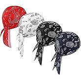 DOCILA 4 Pcs Do Rags Skull Caps for Men Fashion Sweat Wicking Helmet Liner Beanie Breathable Motorcycle Cycling Sports Cap