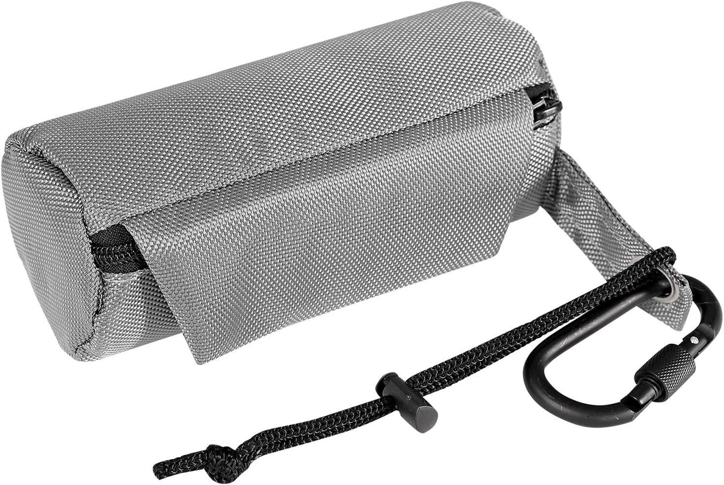 lionto Food Bag for Dogs Durable Textile 18 x 7 x 7 cm Treat Bag with Zip and Fastening Water-Repellent Snack Bag Carabiner Hook & Cord Grey