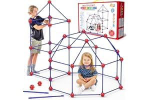 SPRINGFLOWER Fort Building Kit for Kids,STEM Construction Toys, Christmas & Birthday Gift for 4 5 6 7 8 9 10 11 12 Years Old Boys and Girls,Ultimate Creative Set for Indoor & Outdoors Activity,140 Pcs,Original