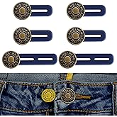 6 Pcs Jean Button Extender, Pants Extender Button for Women Men, Waist Extenders, Retractable No Sew Instant Waistband Extender Buttons Metal Silicone for Jeans Pants Collar, 2 Sizes