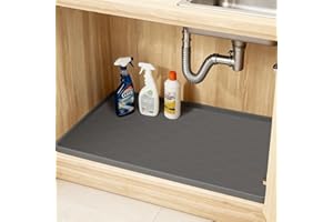 BX-Good 34" x 22" Silicone Under Sink Mat Thickened Kitchen Mat Shelf Liner Cabinet Protector Leakproof Under Sink Pad Waterp