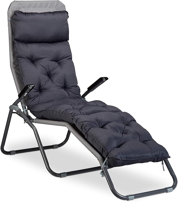 Relaxdays Matelas coussin de chaise longue de jardin fauteuil terrasse