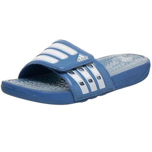 adidas slippers blue and white