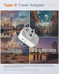 UK Adapters for Travel 2 Pack, TESSAN Type G US to