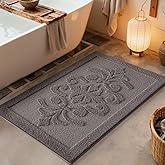 LUMI Ultra Absorbent Bathroom Rug Non Slip Rubber Backing, Machine Washable Bath Mat Soft Premium Microfiber, Elegant Luxury Bath Rugs Quick Dry for Bathtub and Shower Floor, Decor, 17x30