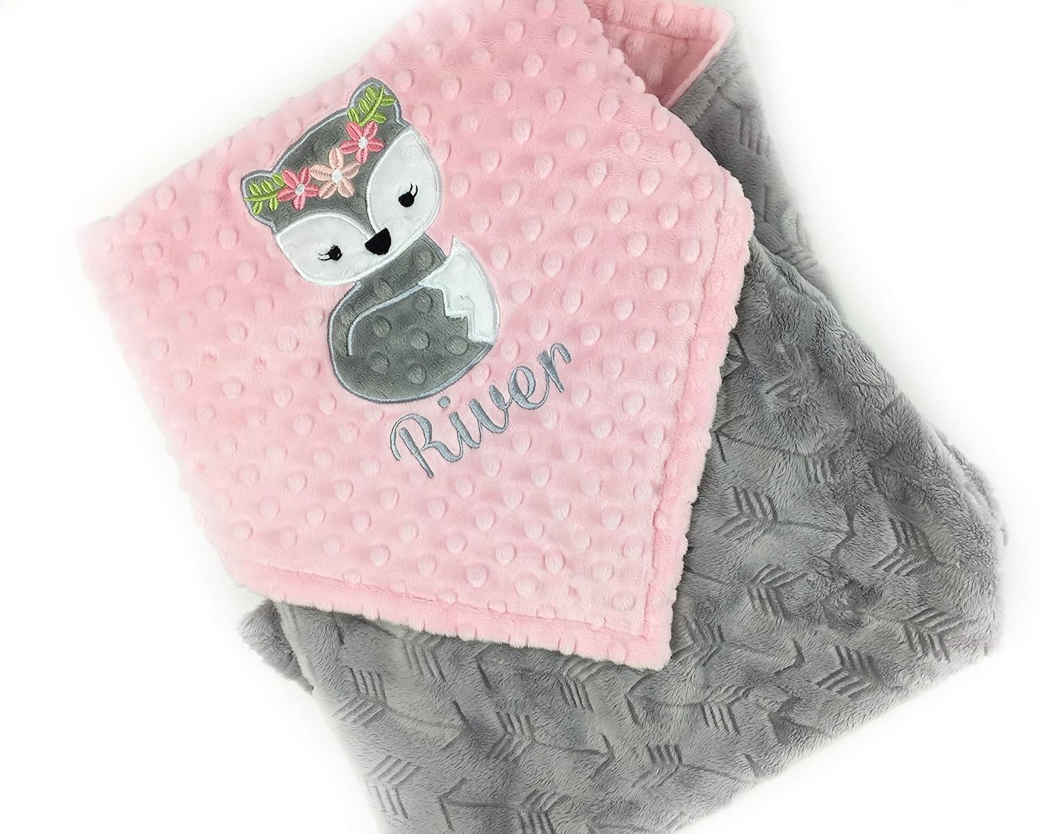 pink and grey baby blanket