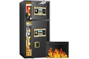 Omethey 6.5 Cub Fireproof Safe Box With LCD Screen, Hidden Password Function, Deposit Slot and Dual Alarm System for Home, Office, Hotel