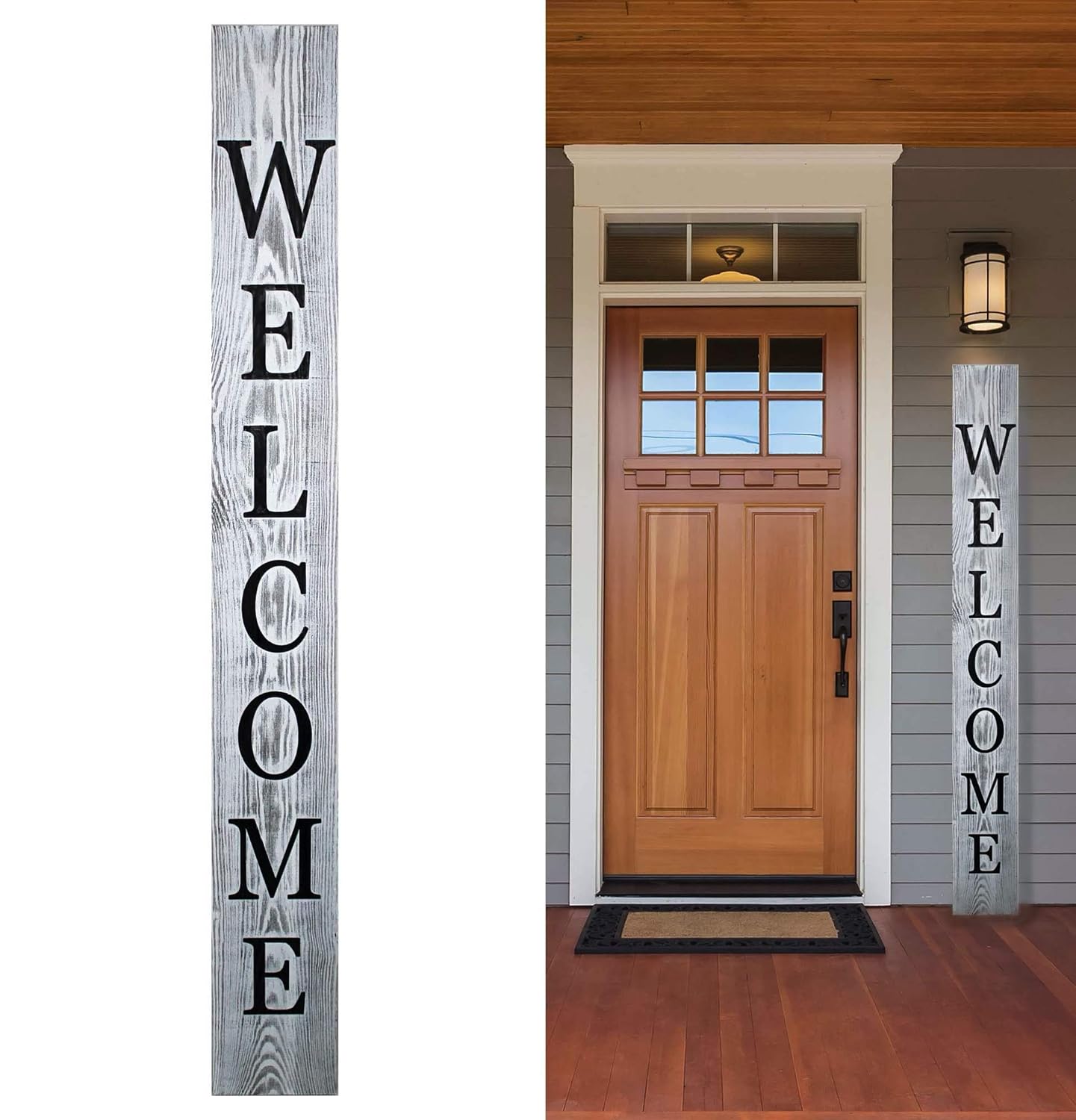 tall carved outdoor welcome sign for front porch vertical welcome sign for front porch 5 ft front door decor modern farmhouse decor wooden welcome