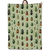 Turamurra Insect Pattern Throw Blanket Gifts for Adults Kids, Beetle and Bug Blankets for Living Room Bedroom Decor, Fuzzy Warm Flannel Plush 50"x60"