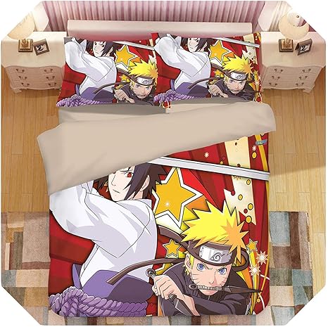 Amazon ナルトスリーピースナルトキルト大学生寮シングル漫画アニメシートフォーピース ナルト9 Us King 264x228 枕カバー ピローケース オンライン通販