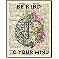 Be Kind To Your Mind Poster, Living Room Wall Decor, Cerebrum Flowers, Brain Art, Mental Health Wall Art, Flowers Brain Art, Vintage Wall Decor, Ready for Framing (8X10 INCH)
