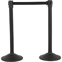 PATIKIL 2-Pack Wall Mount Retractable Belt Barrier – 16.4 Ft Black Belt, Steel Case For Crowd Control