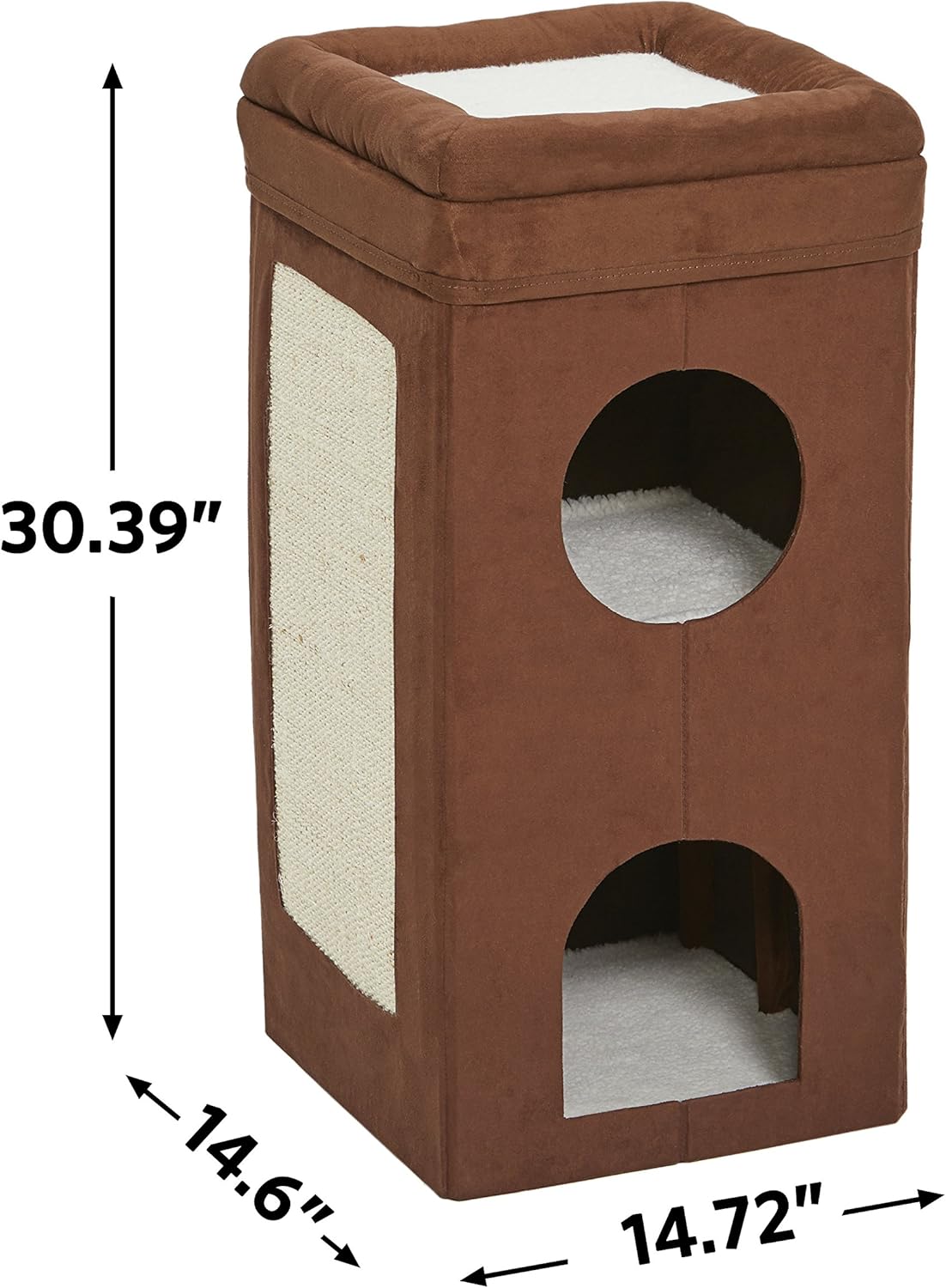 MidWest 137-BR "The Original" Curious Cat Cube, Cat House / Cat Condo in Brown Faux Suede & Synthetic Sheepskin : Pet Furniture : Pet Supplies