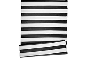 DII Outdoor Rug Collection Reversible Woven Polypropylene Plastic Straw Mat, 4x6-Feet, Black & White