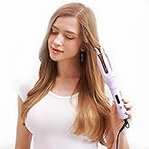 Automatic Curling Iron-Hair Curler Automatic Rotating Wand-Four Speed Temperature Adjustment,-Diameter 28mm- Comes with 1 Hair tie and 2 Hair Clips (Purple)
