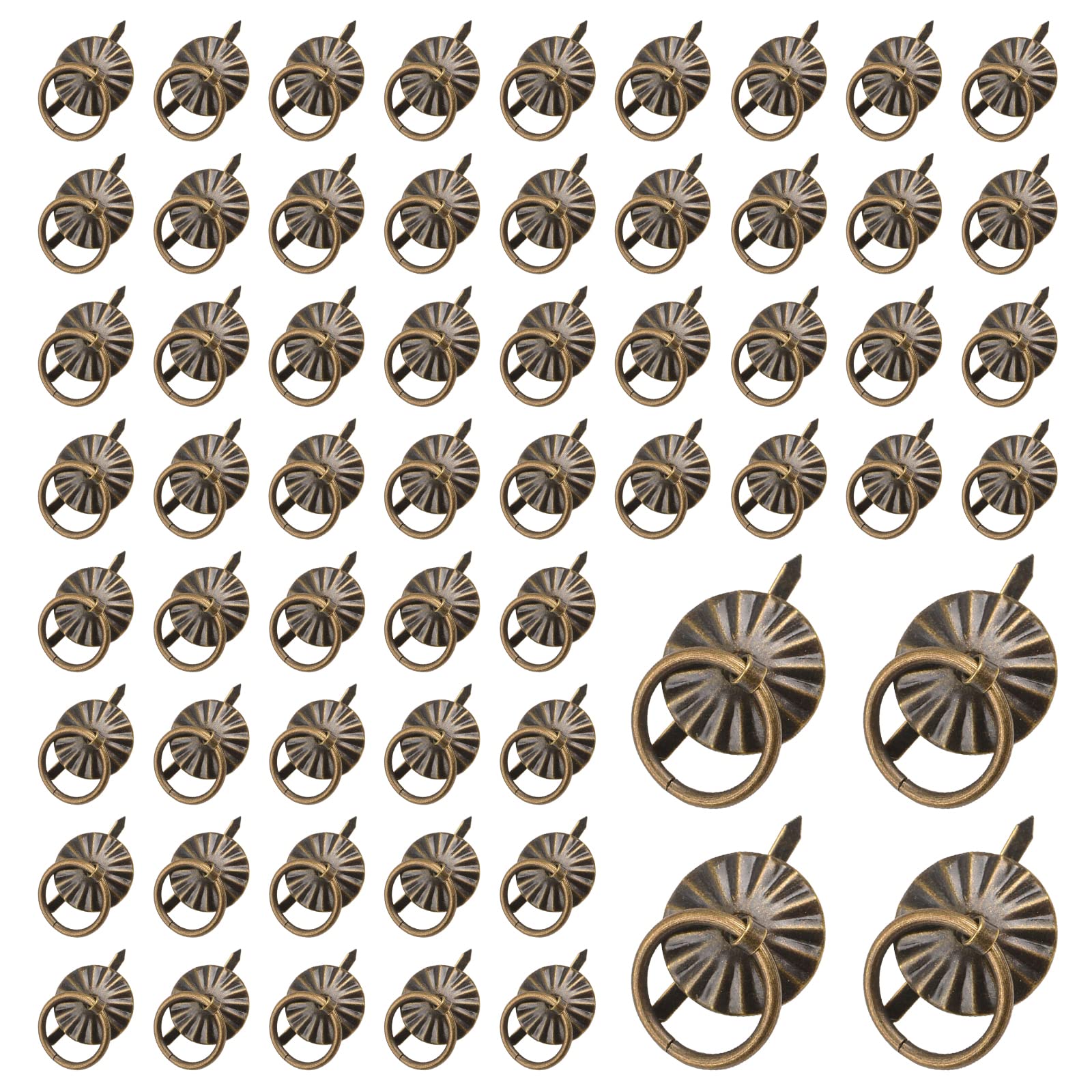 URROMA 60 Pcs Antique Bronze Metal Ring Pull Handles, Drawer Pulls for Jewelry Box Chest Cabinet Drawer Handle Ring Bronze-Coloured — image 1