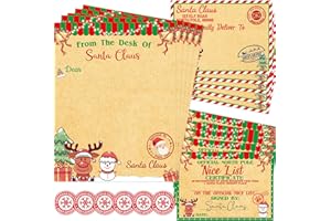 Fancy Land Christmas Official Letter and Certificate from Santa Claus 5 Writing Letters 5 Certificates 5 Envelopes 5 Stickers for Kids Xmas Letter Family Supplies