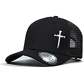 Christian Hats for Men Women,Jesus 3 Nail Cross Hat Christian Religious Gifts for Birthday/Christmas,Black and Silver