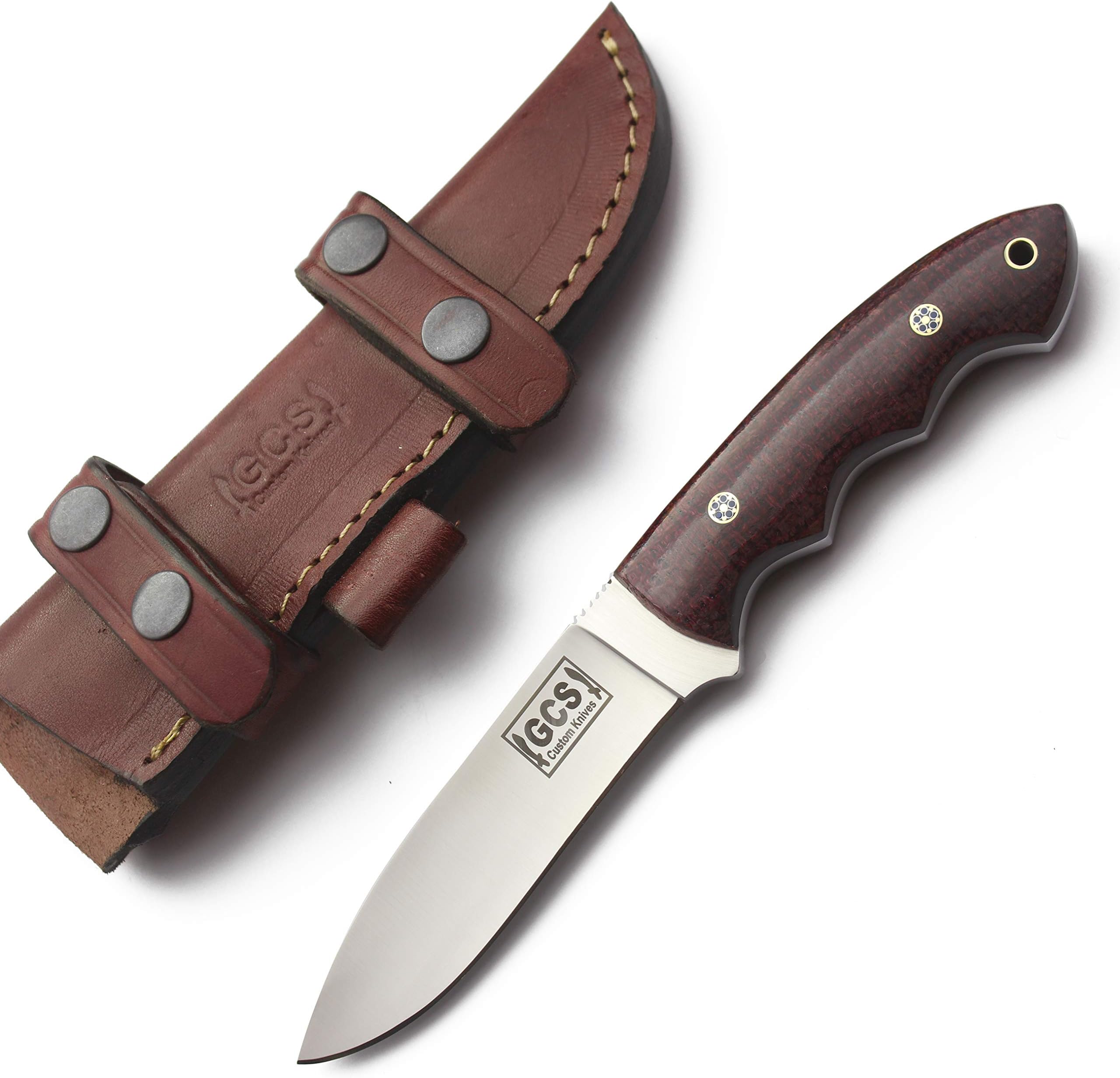 GCS Handmade G10 Handle D2 Tool Steel Tactical Hunting Knife with leather sheath Full tang blade designed for Hunting & EDC GCS 241