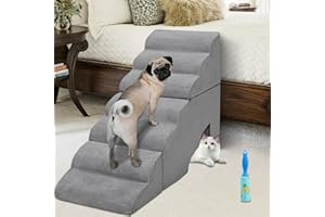 MALOROY Dog Stairs| Dog Steps| Pet Stairs, Dog Stairs for Small Large Dogs for High Beds 15-42IN, 33D Foam Dog Steps/Dog Ramp for Beds 32 inches, Pet Stairs/Steps for Old Dogs Cats Injured, Grey