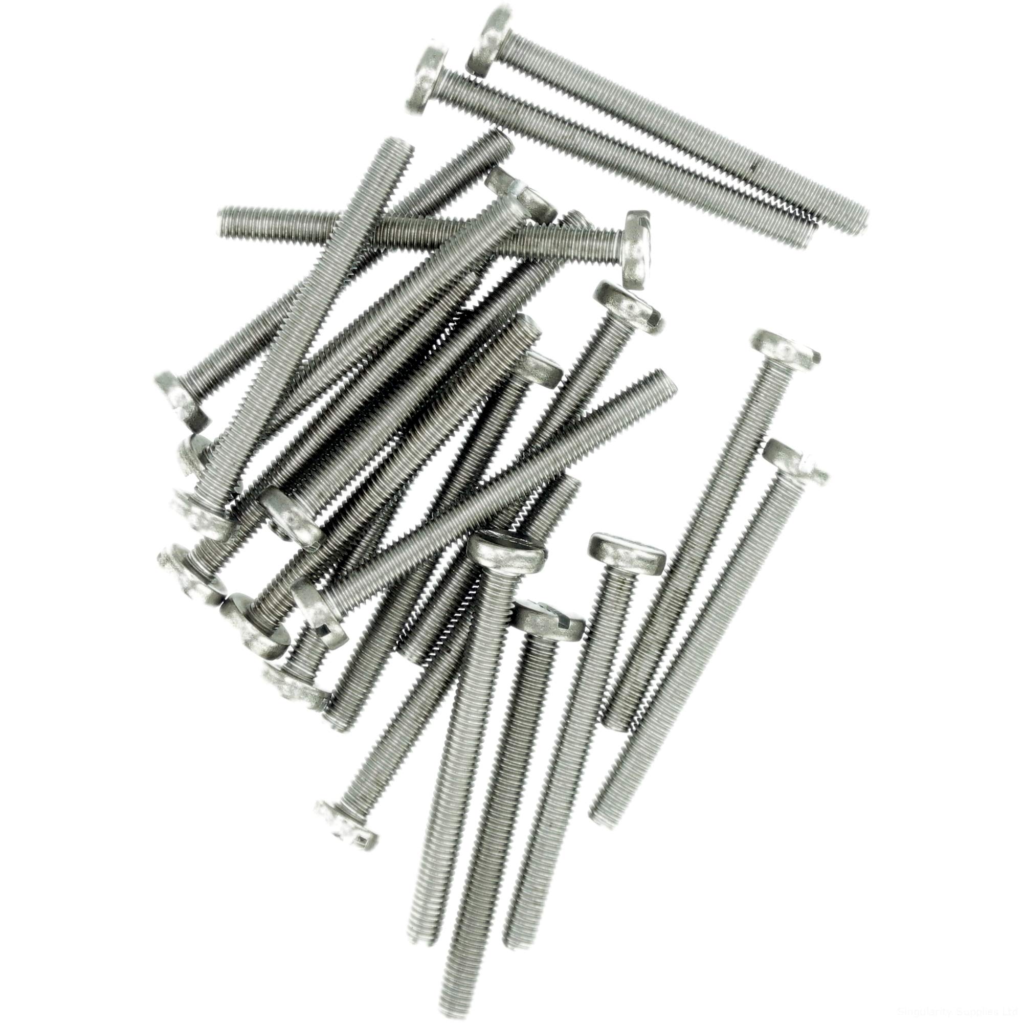 M2.5 (2.5mm x 4mm) Slot Pan Machine Screw (Bolt) - Stainless Steel (A2) (Pack of 20)